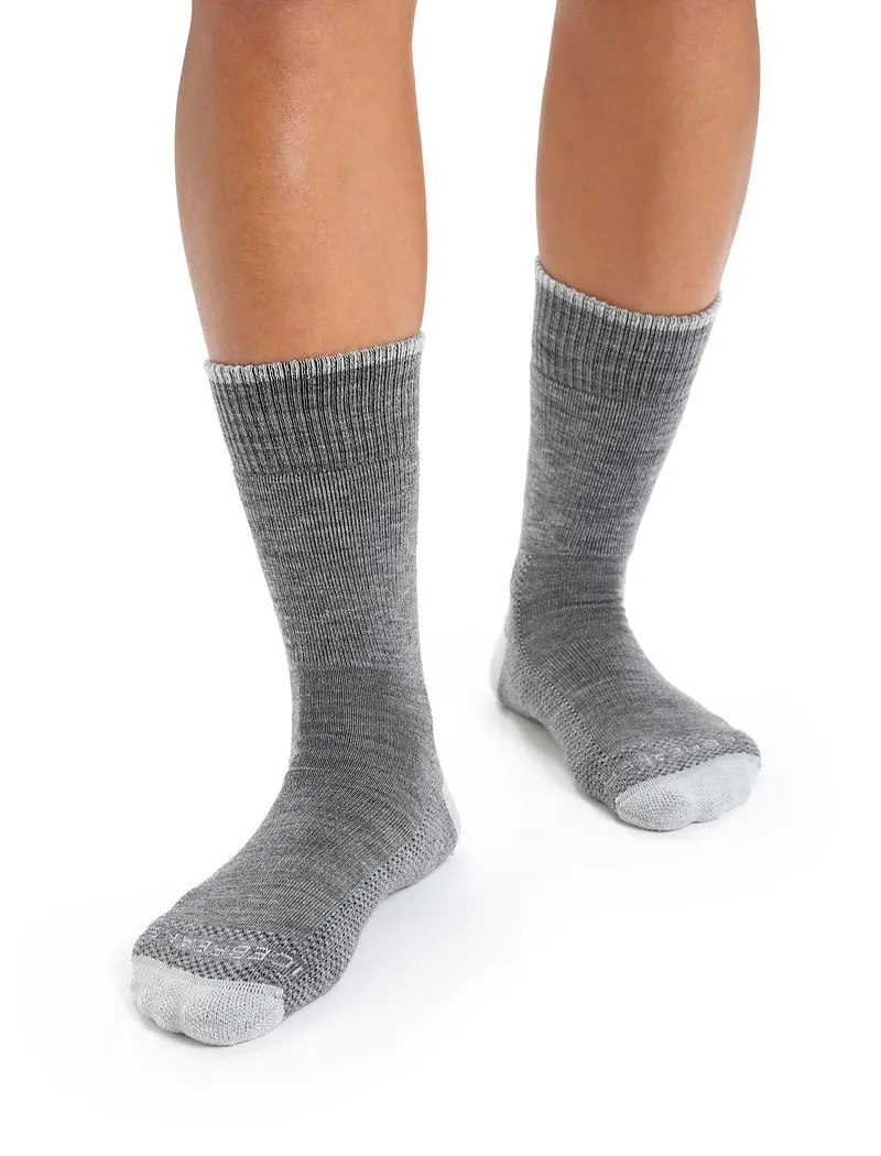 Icebreaker Merino Hike Medium Crew Socks - Woman - Gritstone Heather/blizzard Heather - Size L sold by Icebreaker