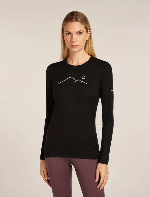 Icebreaker Merino 200 Oasis Long Sleeve Crew Thermal Top Rainer Ridge - Woman - Black - Size S sold by Icebreaker