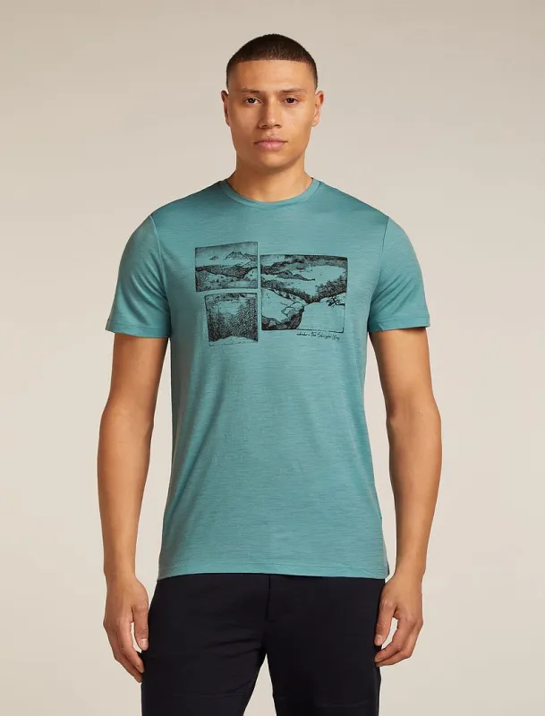 Icebreaker Merino 150 Tech Lite Short Sleeve T-Shirt The Climb - Man - Hydro - Size S sold by Icebreaker