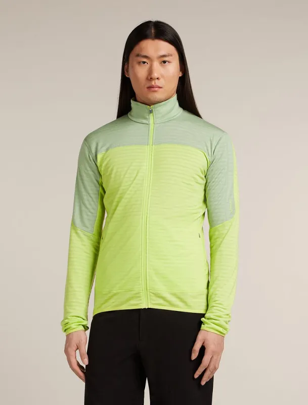 Icebreaker Merino Blend 300 RealFleece™ Descender Long Sleeve Zip Jacket - Man - Peridot/seaglass - Size L sold by Icebreaker