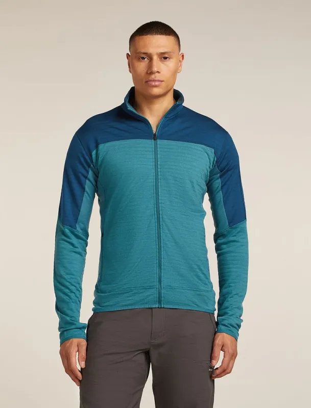 Icebreaker Merino Blend 300 RealFleece™ Descender Long Sleeve Zip Jacket - Man - Topaz/atlantis - Size XL sold by Icebreaker