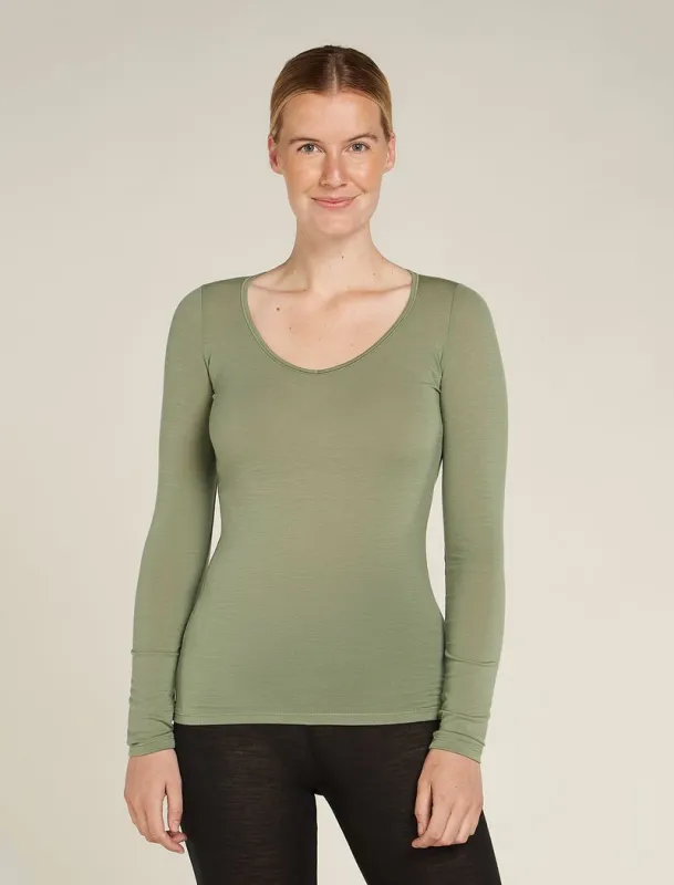 Icebreaker Merino 150 Siren Long Sleeve Sweetheart Top - Woman - Lichen - Size M sold by Icebreaker