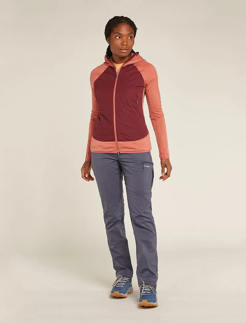 Icebreaker Merino Blend Quantum Hybrid Long Sleeve Zip Hoodie - Woman - Cedar Wood/port - Size S sold by Icebreaker product image thumbnail 3