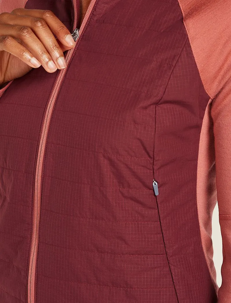 Icebreaker Merino Blend Quantum Hybrid Long Sleeve Zip Hoodie - Woman - Cedar Wood/port - Size S sold by Icebreaker product image thumbnail 5