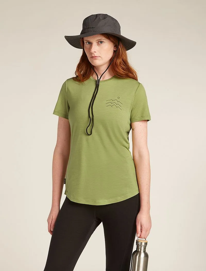Icebreaker Merino Blend 125 Cool-Lite™ Sphere Short Sleeve T-Shirt Across the Peaks - Woman - Olive - Size L sold by Icebreaker product image thumbnail 4