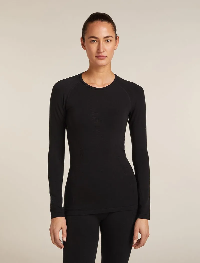 Icebreaker Merino Blend 260 ZoneKnit™ Seamless Long Sleeve Crew Thermal Top - Woman - Black - Size S sold by Icebreaker