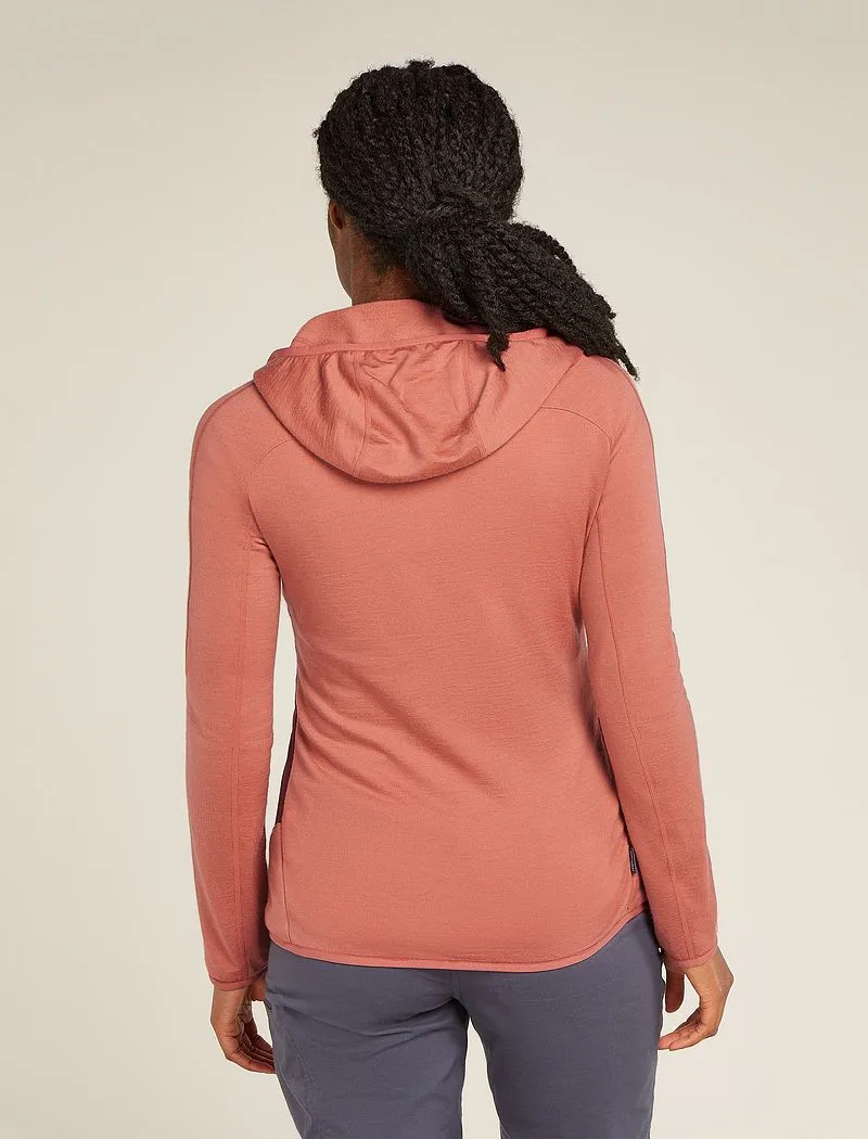 Icebreaker Merino Blend Quantum Hybrid Long Sleeve Zip Hoodie - Woman - Cedar Wood/port - Size XS sold by Icebreaker product image thumbnail 2