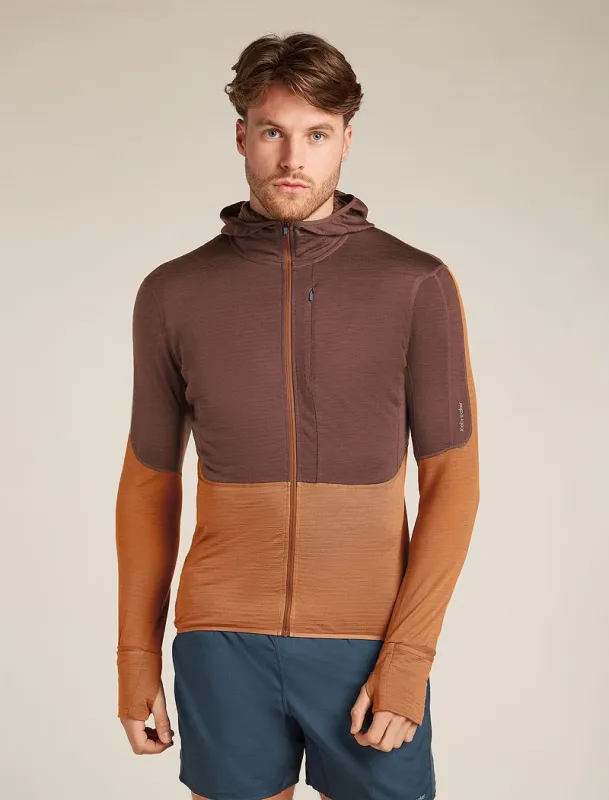 Icebreaker Merino Blend 200 Realfleece™ Descender Long Sleeve Zip Hoodie - Man - Carob/dusty Clay - Size M sold by Icebreaker