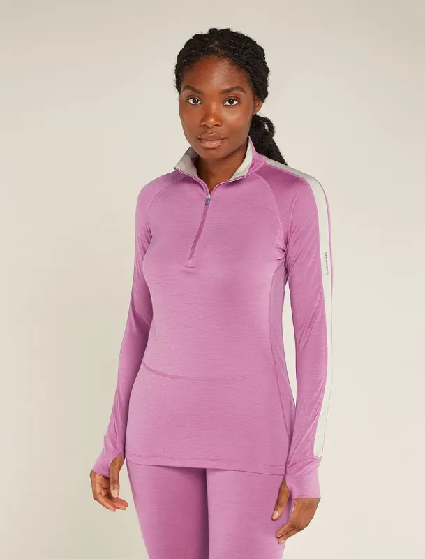 Icebreaker Merino Blend 125 ZoneKnit™ Long Sleeve Half Zip Thermal Top - Woman - Deco - Size M sold by Icebreaker