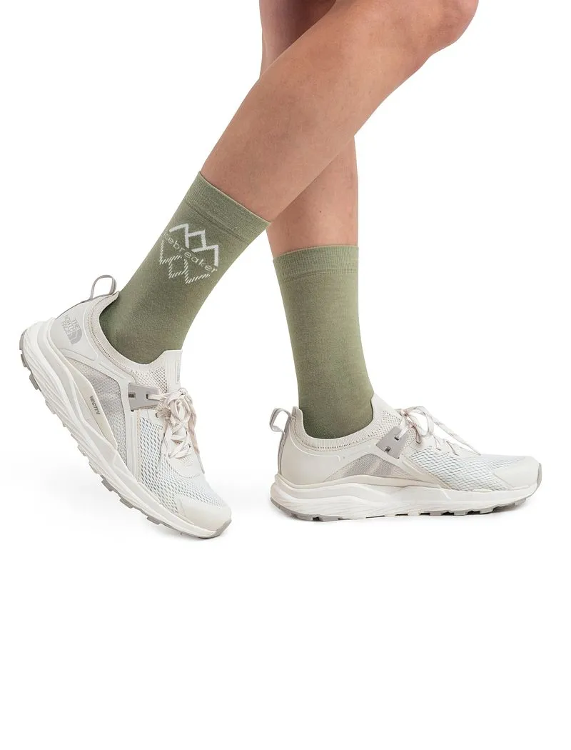 Icebreaker Merino Lifestyle Fine Gauge Crew IB Logo Reflections Socks - Woman - Lichen/snow - Size SM sold by Icebreaker product image thumbnail 2