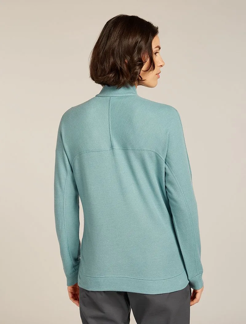 Icebreaker Merino 260 Waffle Knit Wander Long Sleeve Half Zip Top - Woman - Hydro - Size L sold by Icebreaker product image thumbnail 2