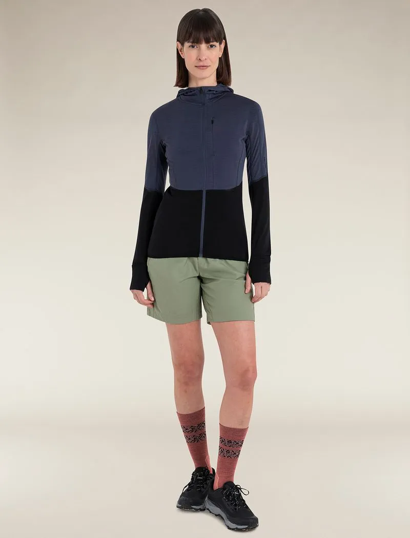 Icebreaker Merino Blend 200 Realfleece™ Descender Long Sleeve Zip Hoodie - Woman - Graphite/black - Size S sold by Icebreaker product image thumbnail 3