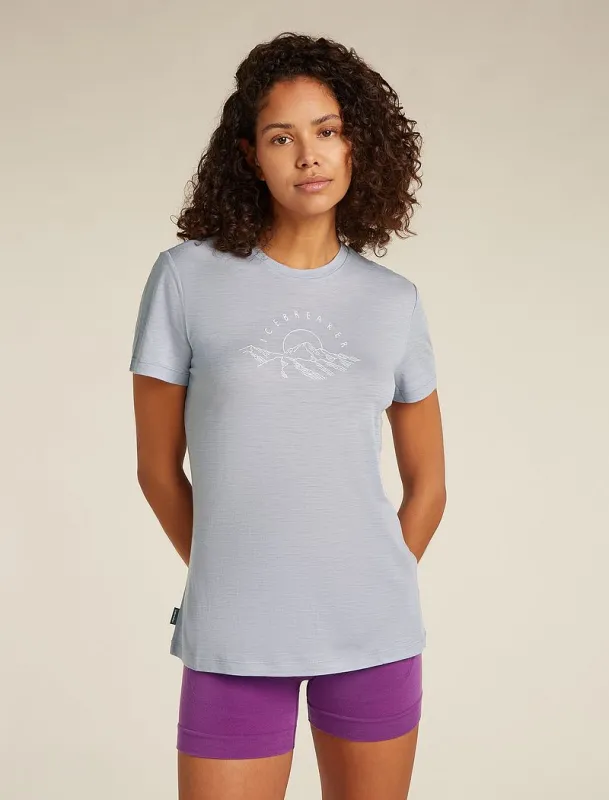 Icebreaker Merino 150 Tech Lite Short Sleeve T-Shirt Sunrise Summit - Woman - Grey Quartz - Size M sold by Icebreaker