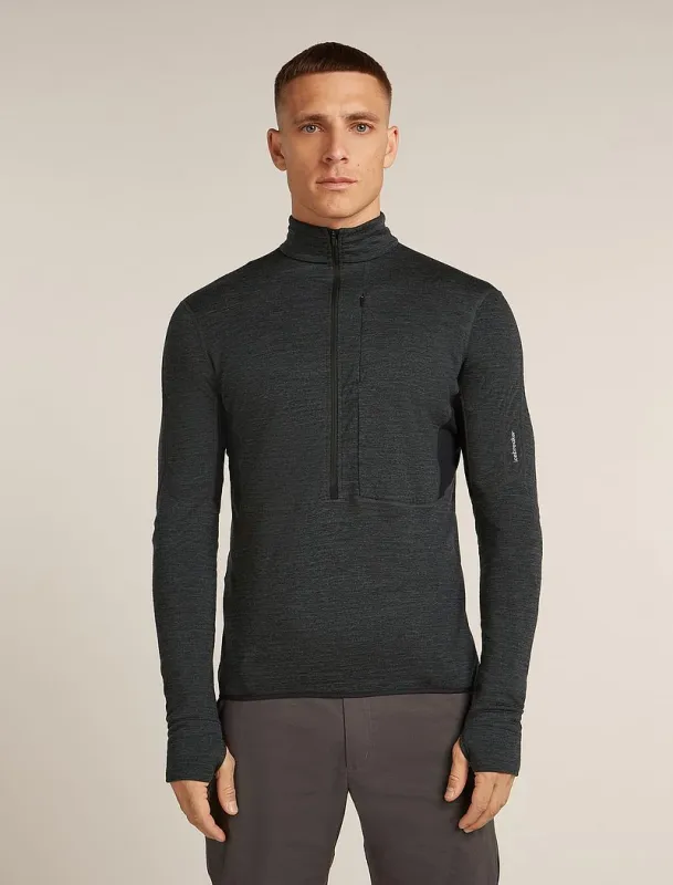 Icebreaker Merino Blend 200 Realfleece™ Descender Long Sleeve Half Zip Top - Man - Jet Hthr/black - Size S sold by Icebreaker
