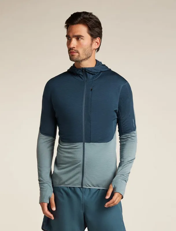 Icebreaker Merino Blend 200 Realfleece™ Descender Long Sleeve Zip Hoodie - Man - Abyss/blue Ash - Size S sold by Icebreaker