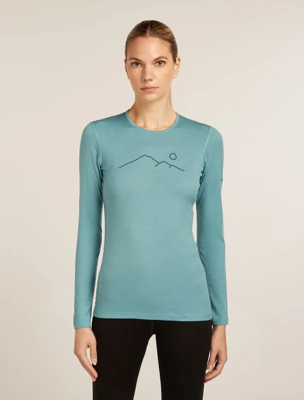 Icebreaker Merino 200 Oasis Long Sleeve Crew Thermal Top Rainer Ridge - Woman - Hydro - Size XL sold by Icebreaker