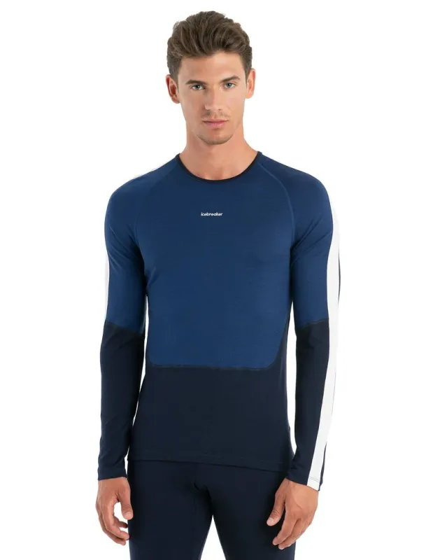 Icebreaker Merino 200 Sonebula Long Sleeve Crew Thermal Top - Man - Midnight Navy/royal Navy - Size XL made by Icebreaker
