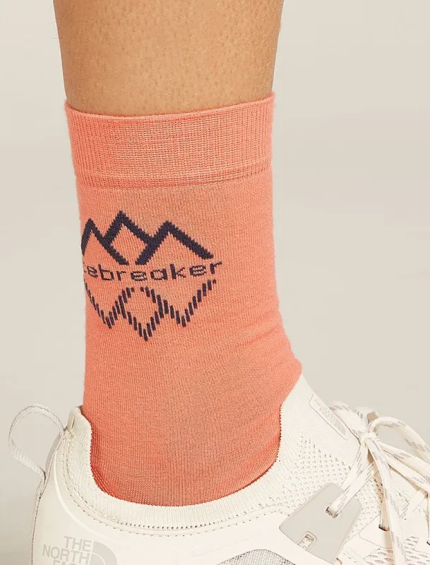 Icebreaker Merino Lifestyle Fine Gauge Crew IB Logo Reflections Socks - Woman - Tang/graphite - Size LXL sold by Icebreaker