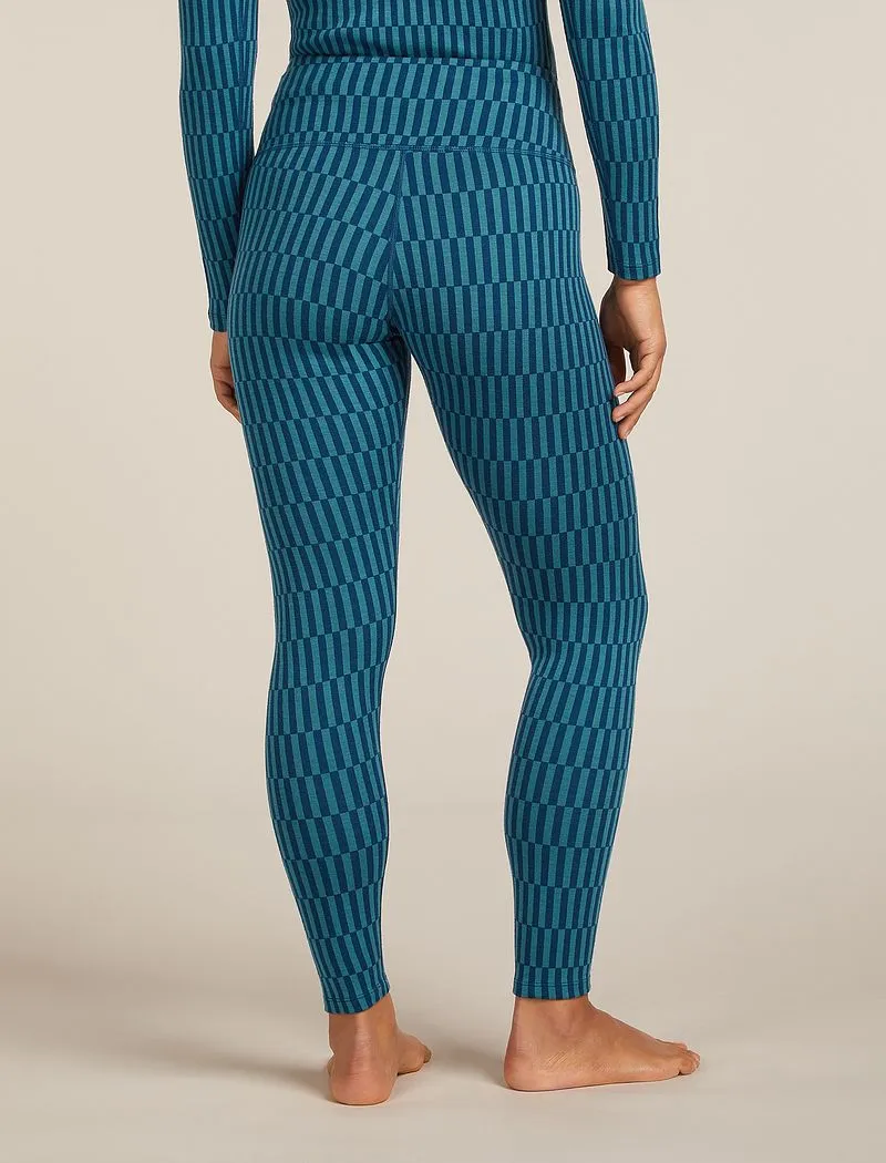 Icebreaker Merino 260 Tech Vertex High Rise Thermal Leggings Snow Grid - Woman - Topaz/atlantis - Size M sold by Icebreaker product image thumbnail 2