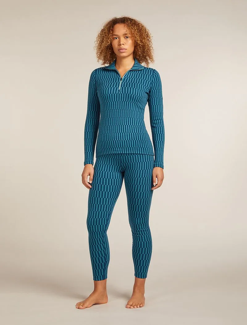 Icebreaker Merino 260 Tech Vertex High Rise Thermal Leggings Snow Grid - Woman - Topaz/atlantis - Size M sold by Icebreaker product image thumbnail 3