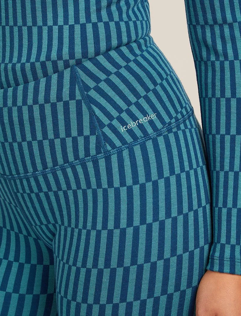 Icebreaker Merino 260 Tech Vertex High Rise Thermal Leggings Snow Grid - Woman - Topaz/atlantis - Size M sold by Icebreaker product image thumbnail 5