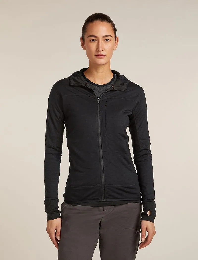 Icebreaker Merino Blend 300 RealFleece™ Descender Long Sleeve Zip Hoodie - Woman - Black - Size XL sold by Icebreaker