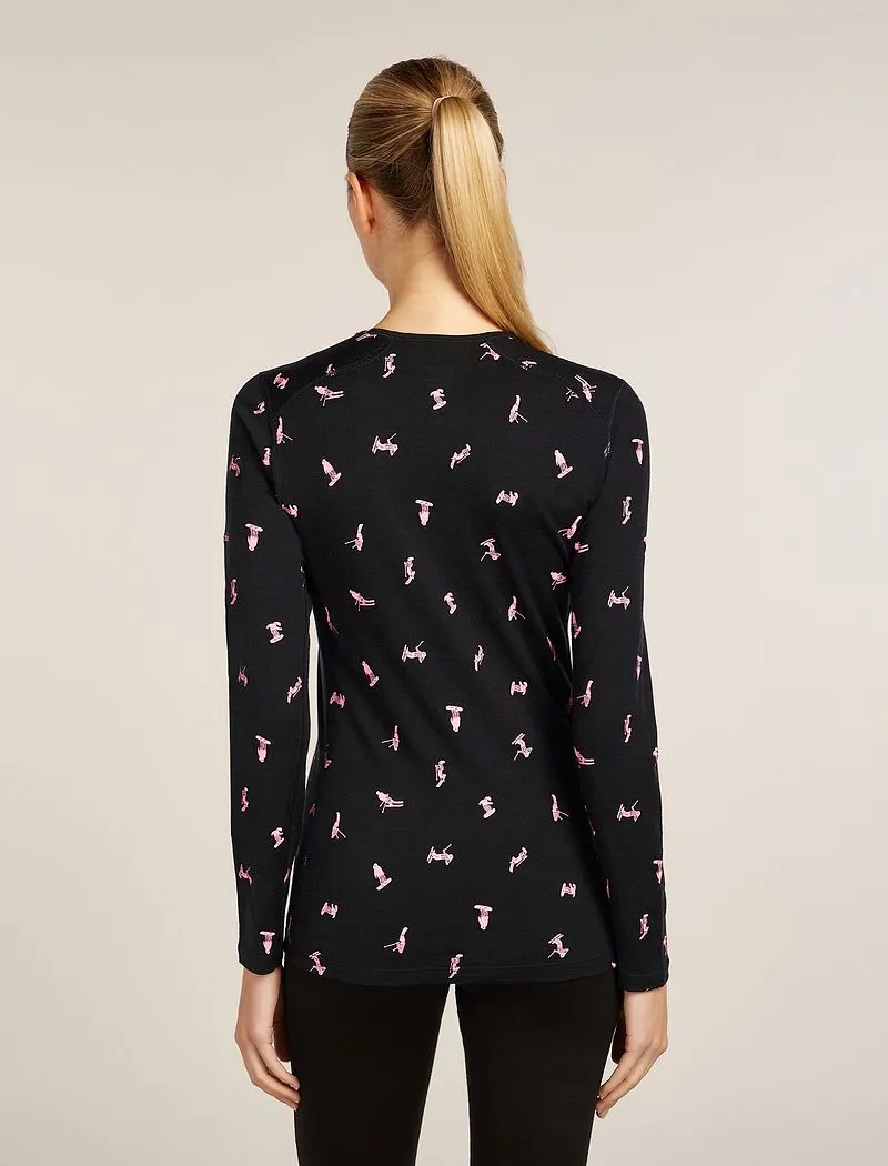 Icebreaker Merino 200 Oasis Long Sleeve Crew Thermal Top Snow Day - Woman - Black/acid Pink - Size XL sold by Icebreaker product image thumbnail 2