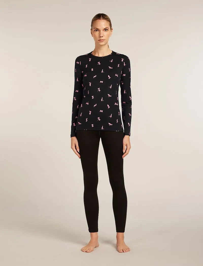 Icebreaker Merino 200 Oasis Long Sleeve Crew Thermal Top Snow Day - Woman - Black/acid Pink - Size XL sold by Icebreaker product image thumbnail 3