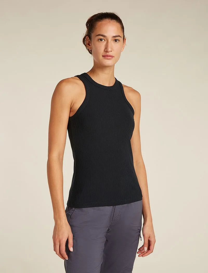Icebreaker Merino Blend Rib Lotus Tank - Woman - Black - Size L sold by Icebreaker