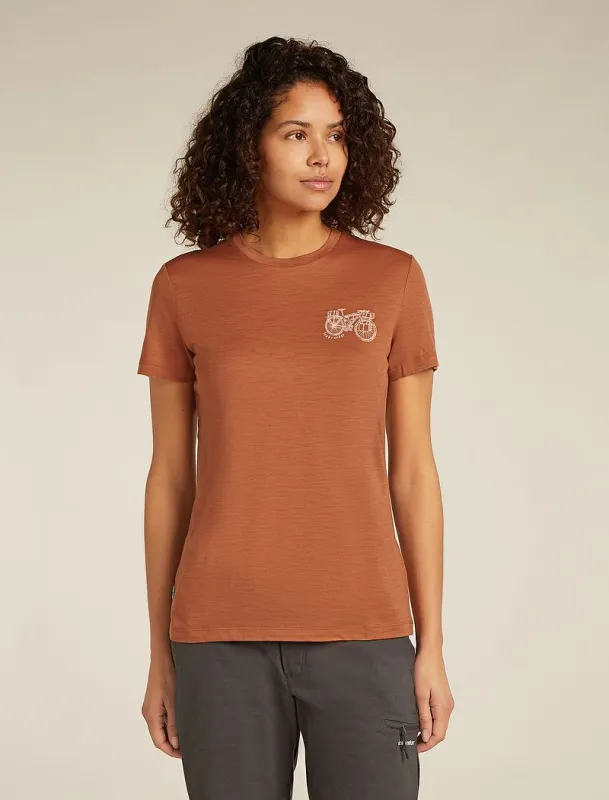 Icebreaker Merino 150 Tech Lite Short Sleeve T-Shirt Adventure Ride - Woman - Dusty Clay - Size L sold by Icebreaker