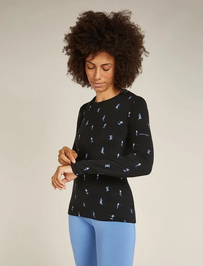 Icebreaker Merino 200 Oasis Long Sleeve Crew Thermal Top Snow Day - Woman - Black - Size XS sold by Icebreaker