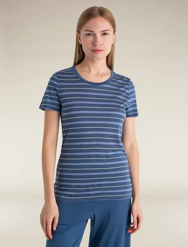 Icebreaker Merino Blend Wave T-Shirt Stripe - Woman - Dawn/kyanite - Size XS sold by Icebreaker
