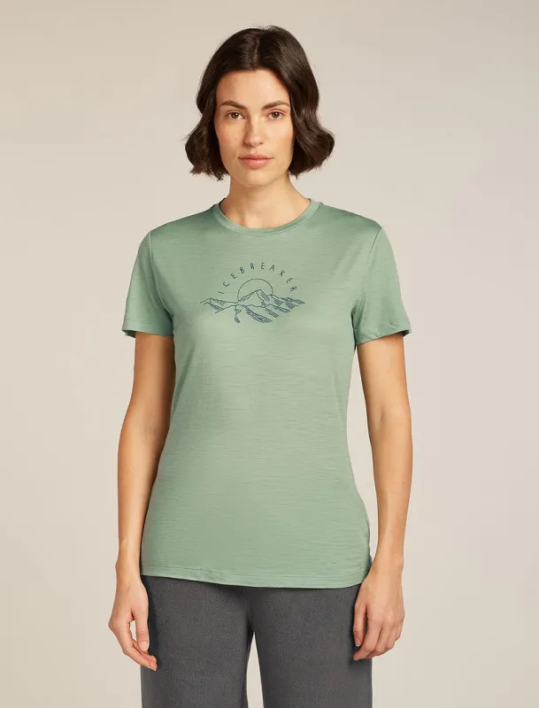 Icebreaker Merino 150 Tech Lite Short Sleeve T-Shirt Sunrise Summit - Woman - Seaglass - Size S sold by Icebreaker
