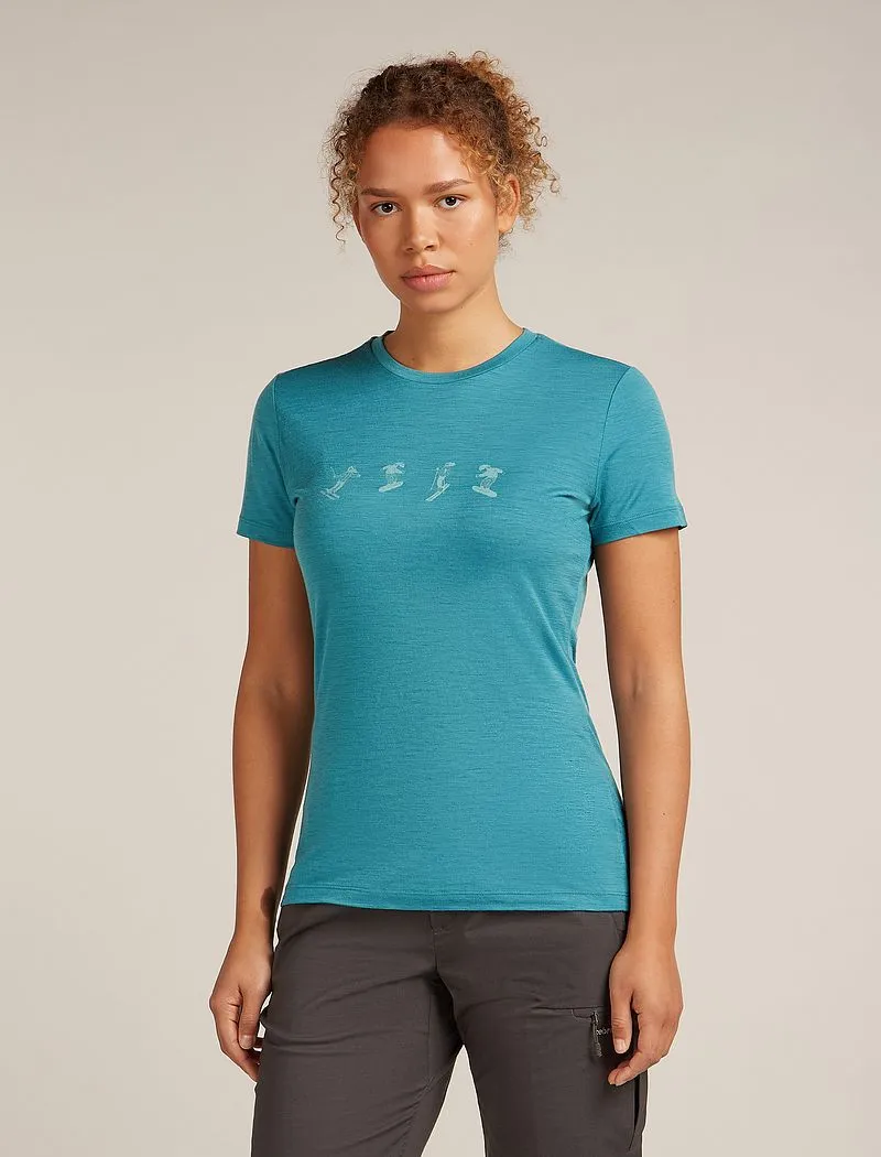 Icebreaker Merino 150 Tech Lite Short Sleeve T-Shirt Snow Day - Woman - Topaz - Size M sold by Icebreaker