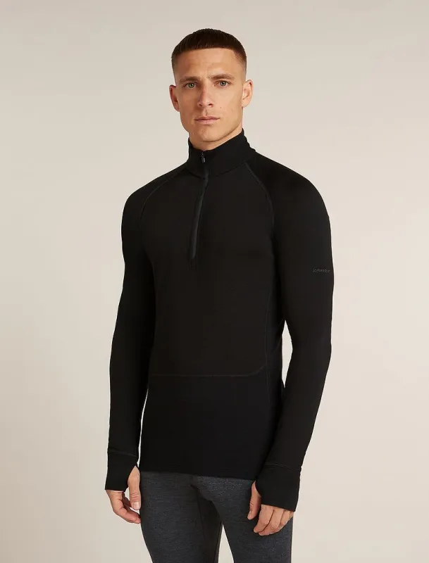 Icebreaker Merino 200 ZoneKnit™ Long Sleeve Half Zip Thermal Top - Man - Black - Size L sold by Icebreaker