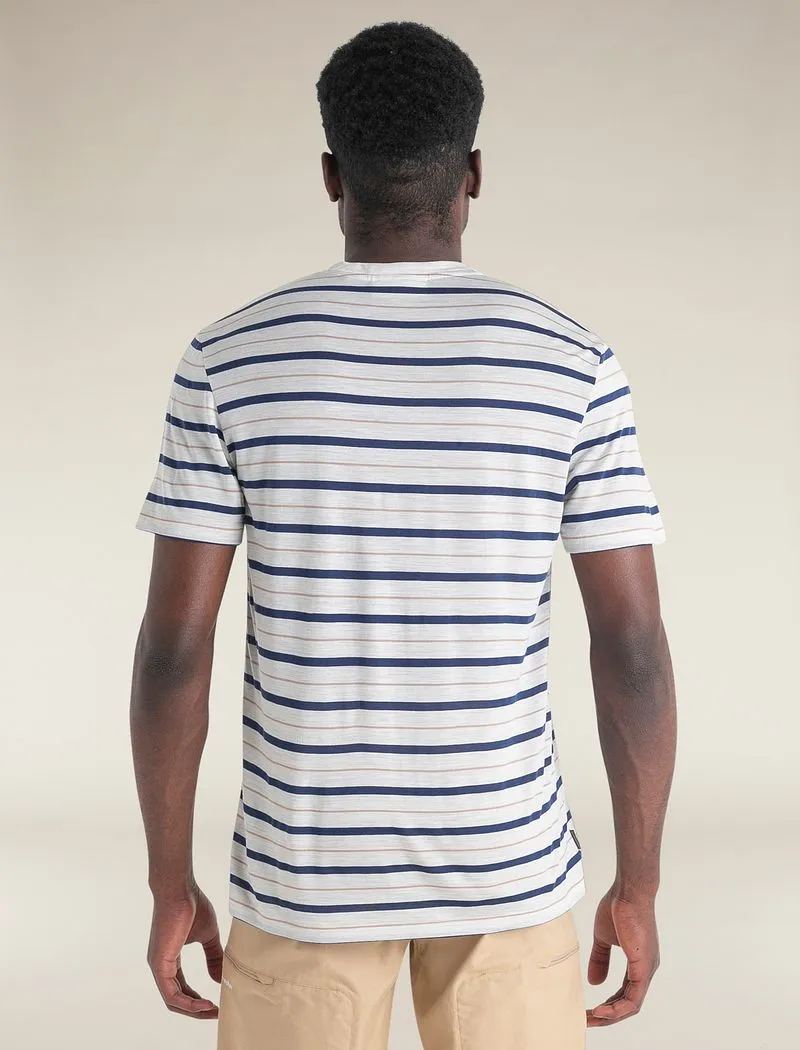 Icebreaker Merino Blend Wave T-Shirt Stripe - Man - Ecru Heather/royal Navy - Size L sold by Icebreaker product image thumbnail 2