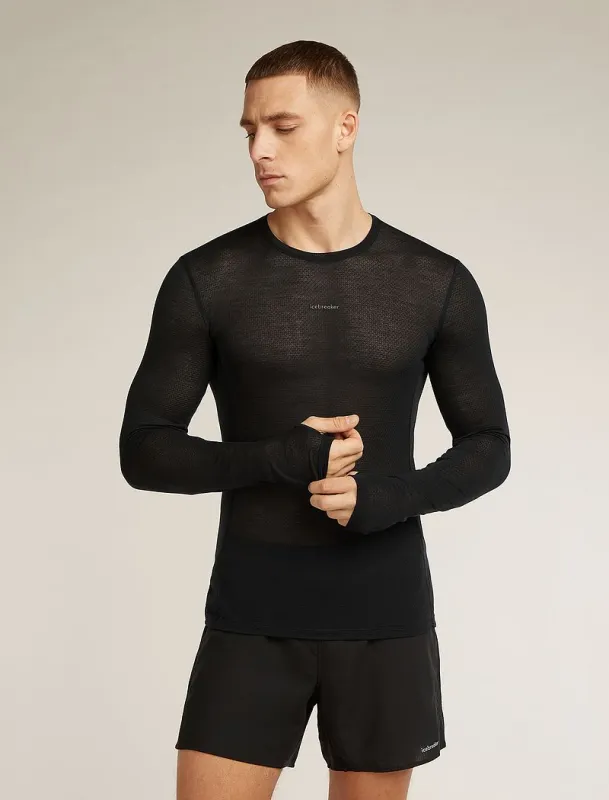 Icebreaker Merino Blend 75 Cool-Lite™ Featherlight™ Long Sleeve Crew Thermal Top - Man - Black - Size L sold by Icebreaker