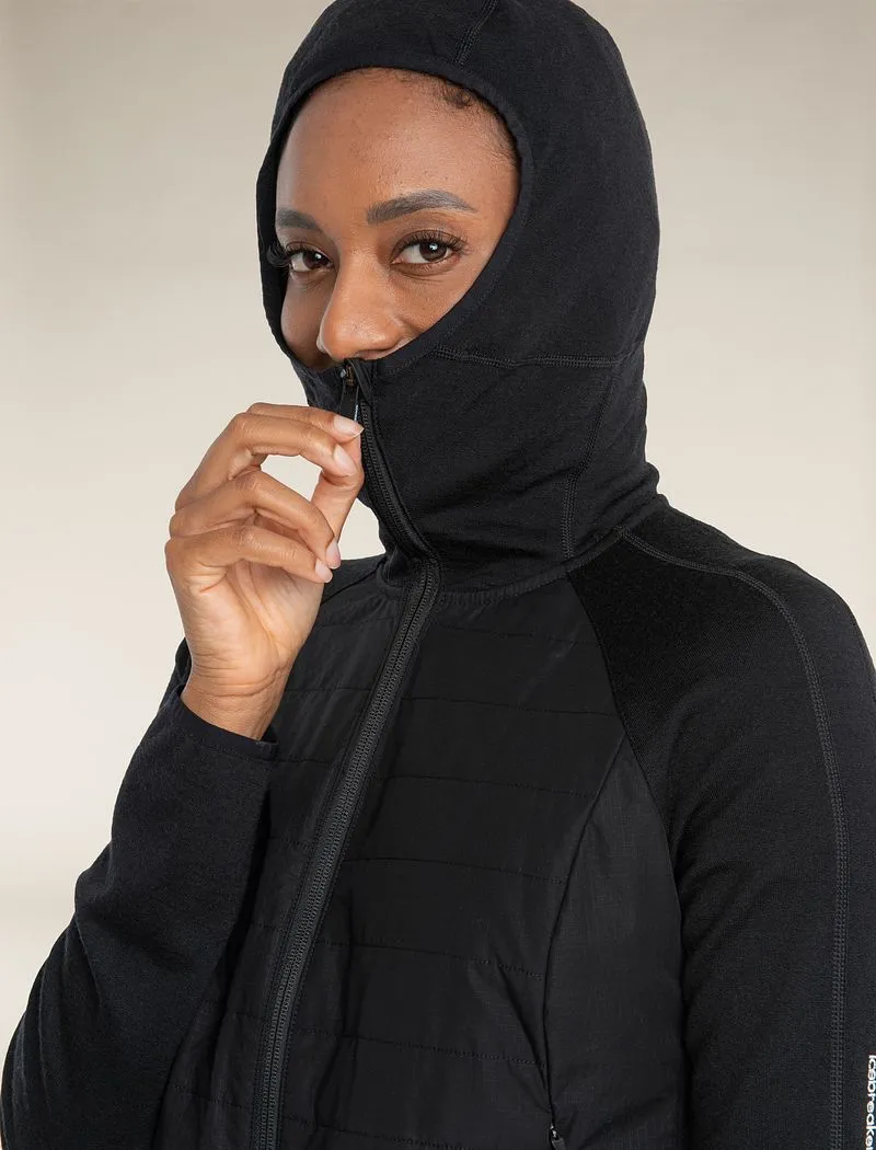 Icebreaker Merino Blend Quantum Hybrid Long Sleeve Zip Hoodie - Woman - Black - Size S sold by Icebreaker product image thumbnail 3