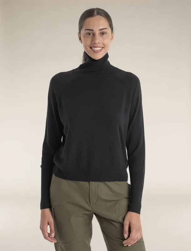 Icebreaker MerinoFine™ Luxe Long Sleeve High Neck Sweater - Woman - Black - Size M sold by Icebreaker