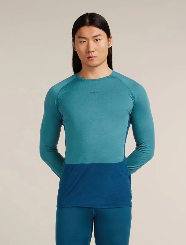 Icebreaker Merino 200 ZoneKnit™ Long Sleeve Crew Thermal Top - Man - Atlantis/topaz - Size M sold by Icebreaker