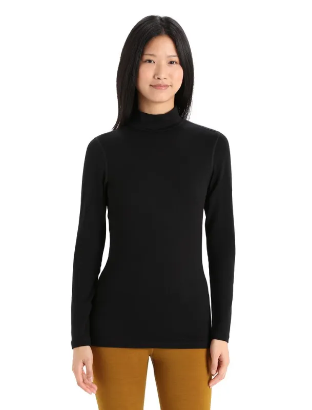 Icebreaker Merino 260 Tech Long Sleeve Turtleneck Thermal Top - Woman - Black - Size L sold by Icebreaker