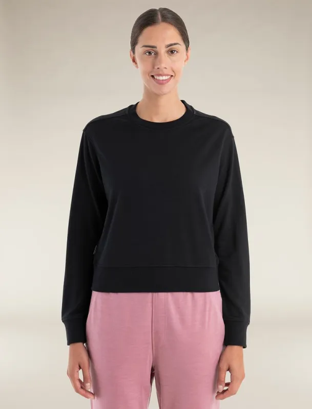 Icebreaker Merino Blend 200 Crush Long Sleeve Sweatshirt - Woman - Black - Size XS sold by Icebreaker
