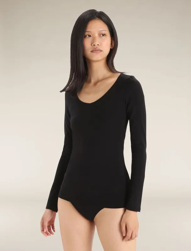 Icebreaker Merino 150 Siren Long Sleeve Sweetheart Top - Woman - Black - Size XS sold by Icebreaker