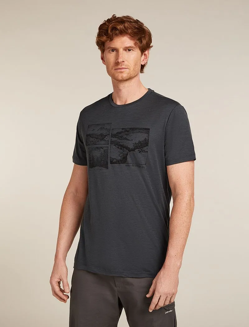 Icebreaker Merino 150 Tech Lite Short Sleeve T-Shirt The Climb - Man - Obsidian - Size XL sold by Icebreaker