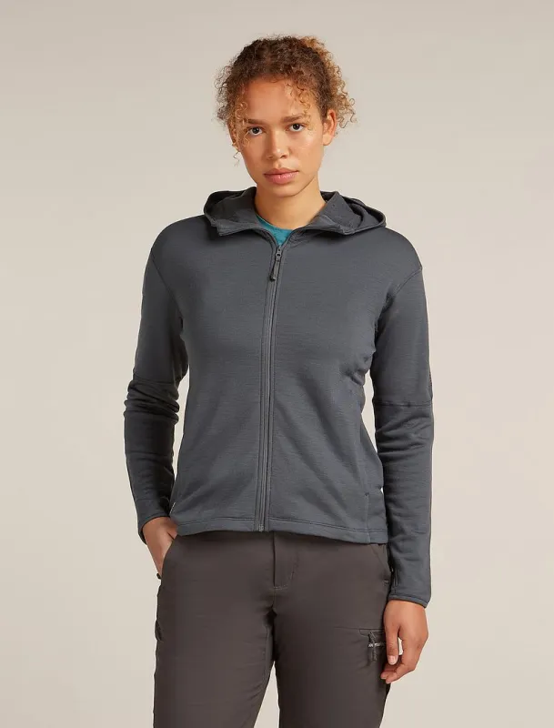 Icebreaker Merino 360 Realfleece™ Elemental Long Sleeve Zip Hoodie - Woman - Obsidian - Size XL sold by Icebreaker