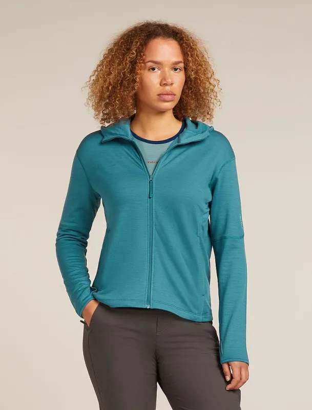 Icebreaker Merino 360 Realfleece™ Elemental Long Sleeve Zip Hoodie - Woman - Topaz - Size S sold by Icebreaker