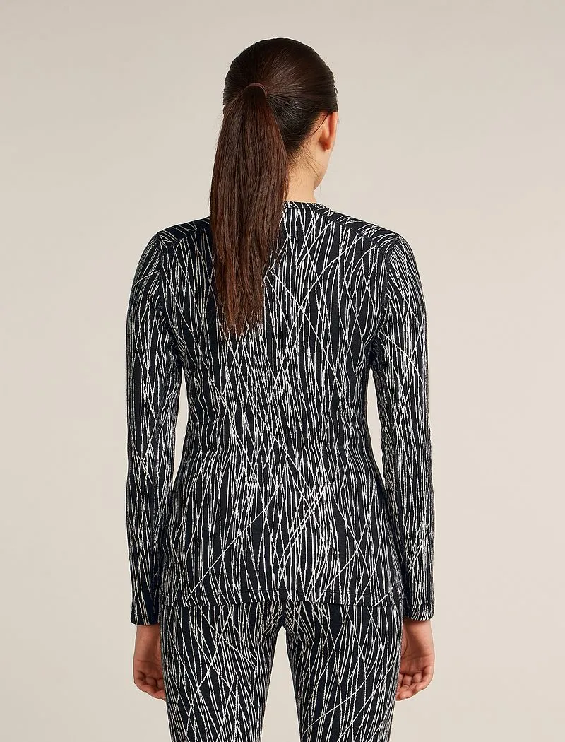 Icebreaker Merino 260 Tech Vertex Long Sleeve Crew Thermal Top Delta Lines - Woman - Black/snow - Size L sold by Icebreaker product image thumbnail 2