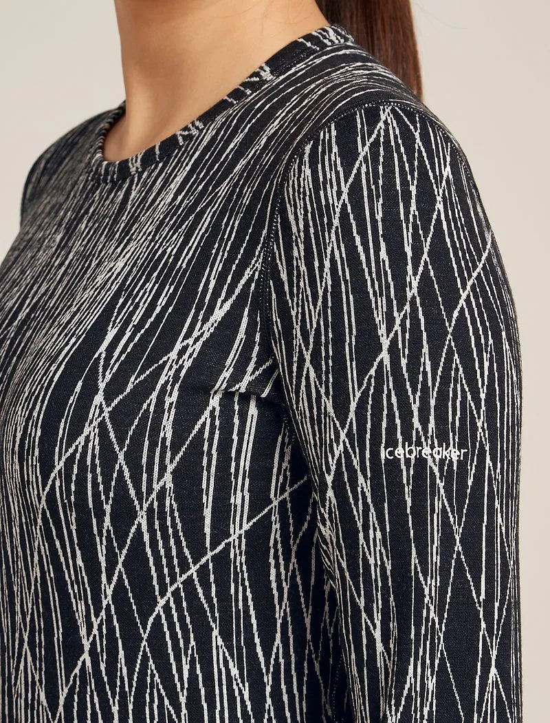Icebreaker Merino 260 Tech Vertex Long Sleeve Crew Thermal Top Delta Lines - Woman - Black/snow - Size L sold by Icebreaker product image thumbnail 5