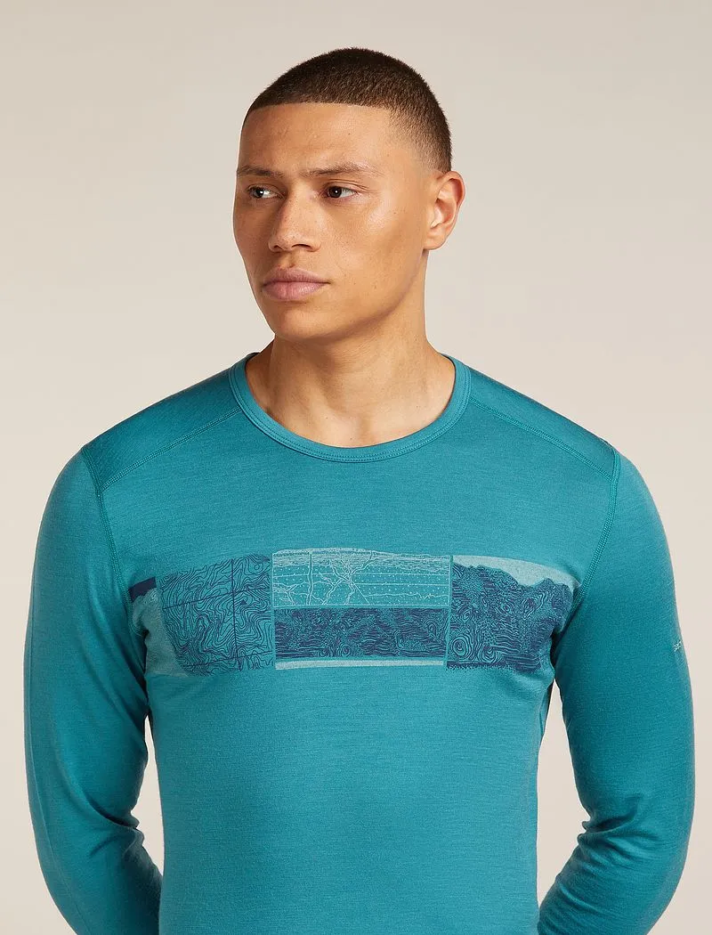 Icebreaker Merino 200 Oasis Long Sleeve Crew Thermal Top Elevation Line - Man - Topaz - Size L sold by Icebreaker product image thumbnail 5
