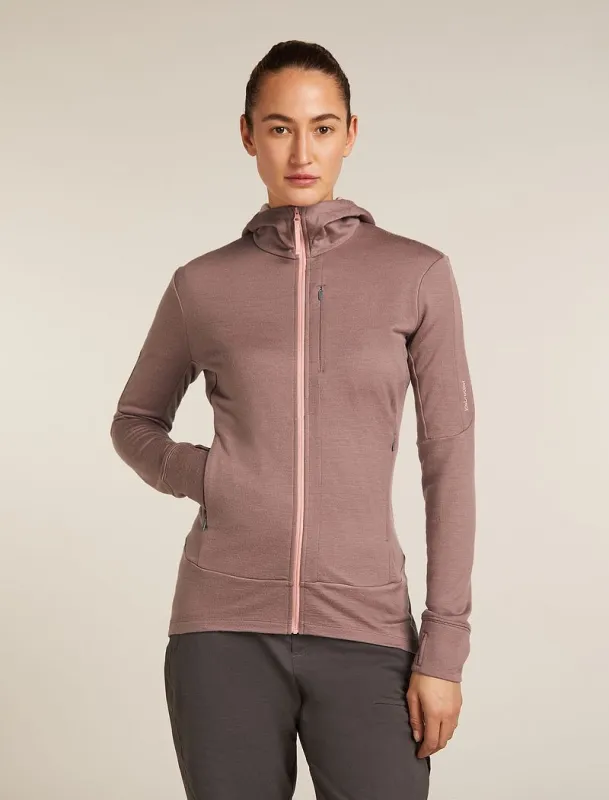 Icebreaker Merino 260 Quantum Long Sleeve Zip Hoodie - Woman - Summit/blush - Size S sold by Icebreaker